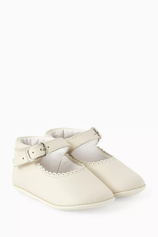 Nappa Deri Mary Jane Ayakkabılar, Kırık Beyaz, Yumuşak ve Esnek Tabanlı