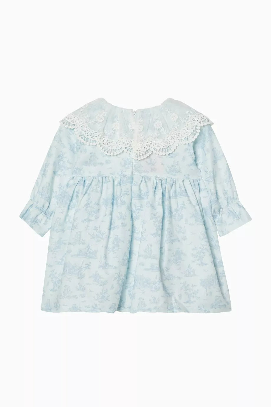 Printed Lace-trim Elbise, Mavi, Dantel Detaylı ve Rahat Tasarım