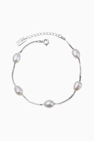 MATSU Bilezik, 925 Ayar Gümüş, Beyaz Tatlı Su İncili, Zarif ve Modern