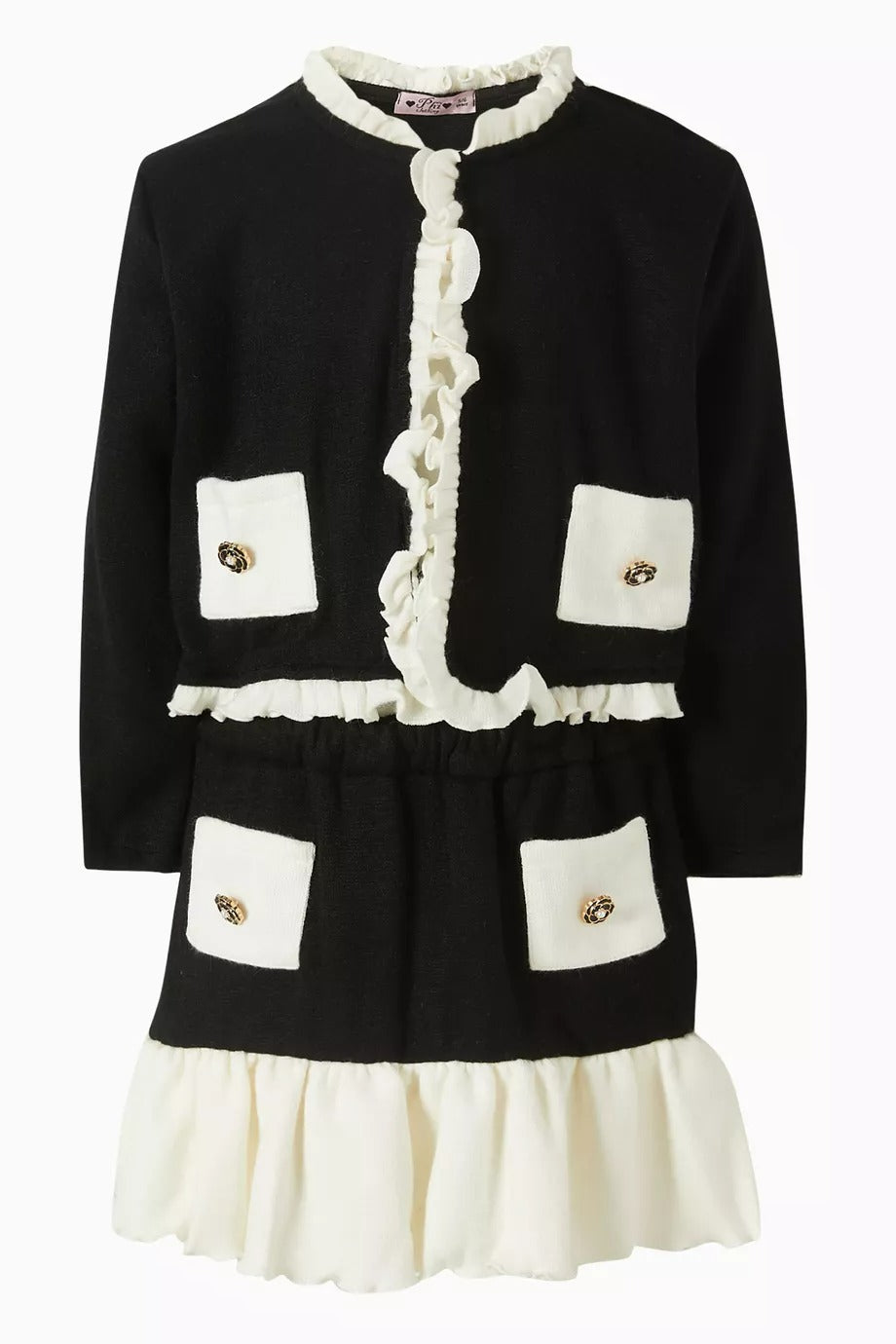 Siyah Fırfırlı Ruffle-Trim Top, Çiçek Detaylı, Konforlu Şıklık