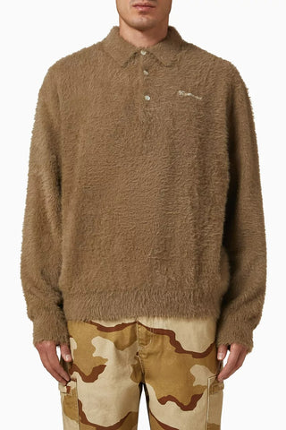 Shaggy-knit Logo Polo Tişört, Tüylü Örgü, Minimalist ve Modern Tasarım