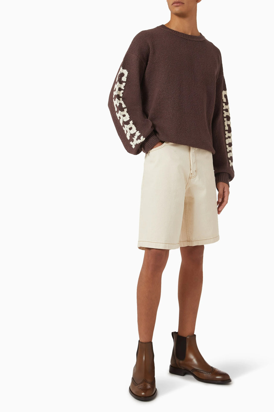 Crewneck Sweater, Kahverengi Pamuklu Yuvarlak Yaka, Rahat & Şık Tasarım
