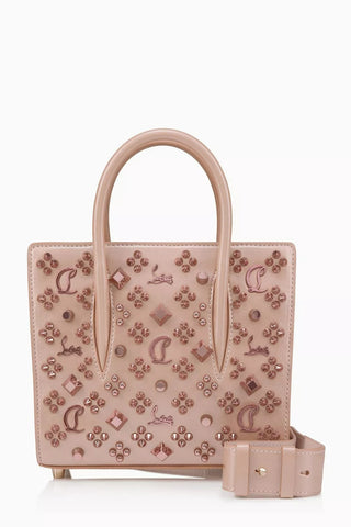 Mini Paloma Sedefli Deri Tote Çanta, Bej Zarif Tasarım