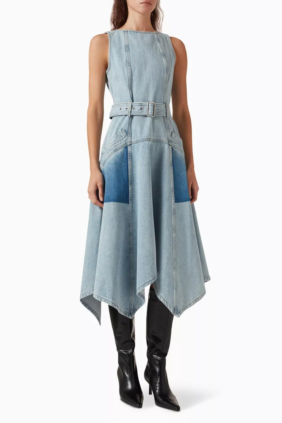 Ghost Patch Kemerli Denim Kadın Elbise