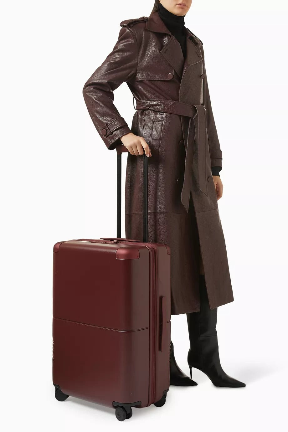 Checked Expandable CaseSafe Bordo Orta Boy Valiz