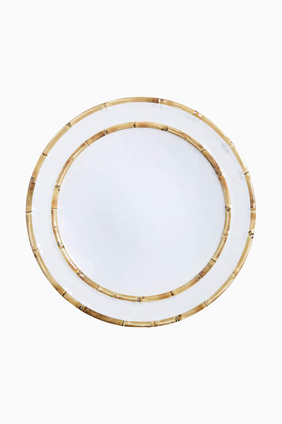 Abbott Yuvarlak Beyaz & Bambu Dış Mekan Melamin Tabak, 40 cm, BPA İçermez