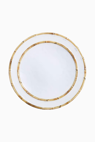 Abbott Yuvarlak Beyaz & Bambu Dış Mekan Melamin Tabak, 40 cm, BPA İçermez