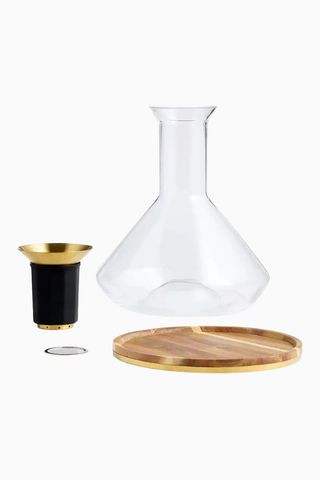 Rabbit ® RBT Şarap Dekanteri, Akasya Tabanlı, Oksijenlendirici ve Süzgeçli Sürahi