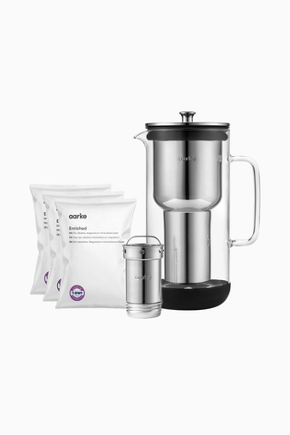 Cam & Paslanmaz Çelik Su Filtresi Sürahisi 2.4L + 3’lü Zenginleştirilmiş Filtre Paket