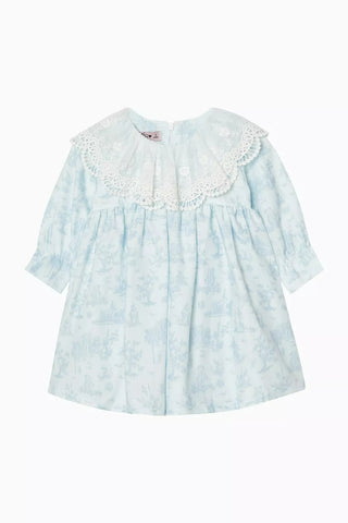 Printed Lace-trim Elbise, Mavi, Dantel Detaylı ve Rahat Tasarım