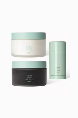 Vücut Seti Üçlüsü, No Green Yağı, Katrafay Peeling ve Deodorant