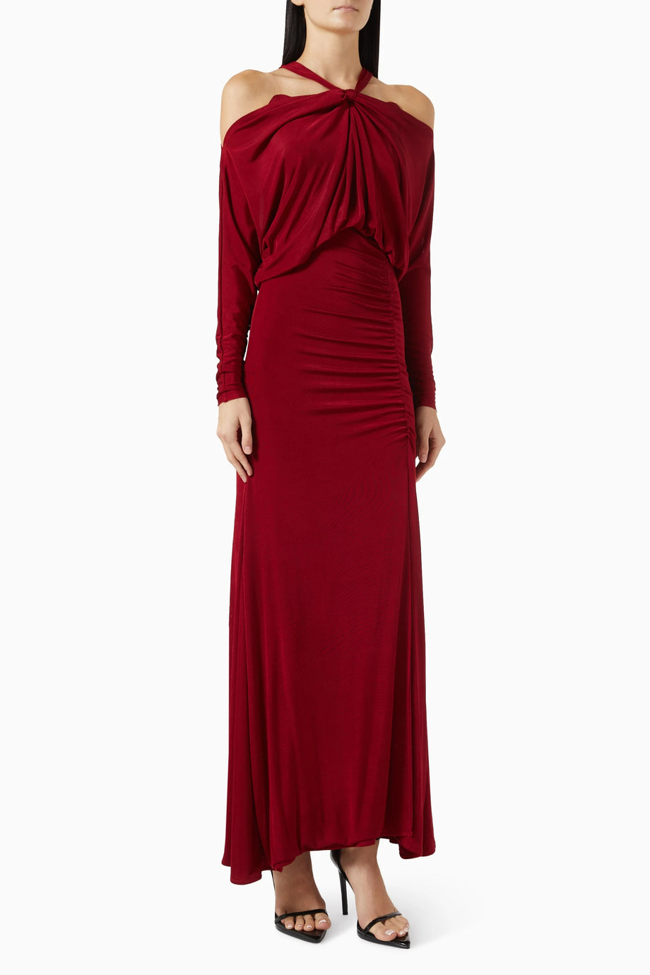 Kırmızı Off-Shoulder Slit Elbise, Lüks ve Zamansız Şıklık