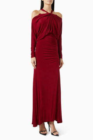 Kırmızı Off-Shoulder Slit Elbise, Lüks ve Zamansız Şıklık