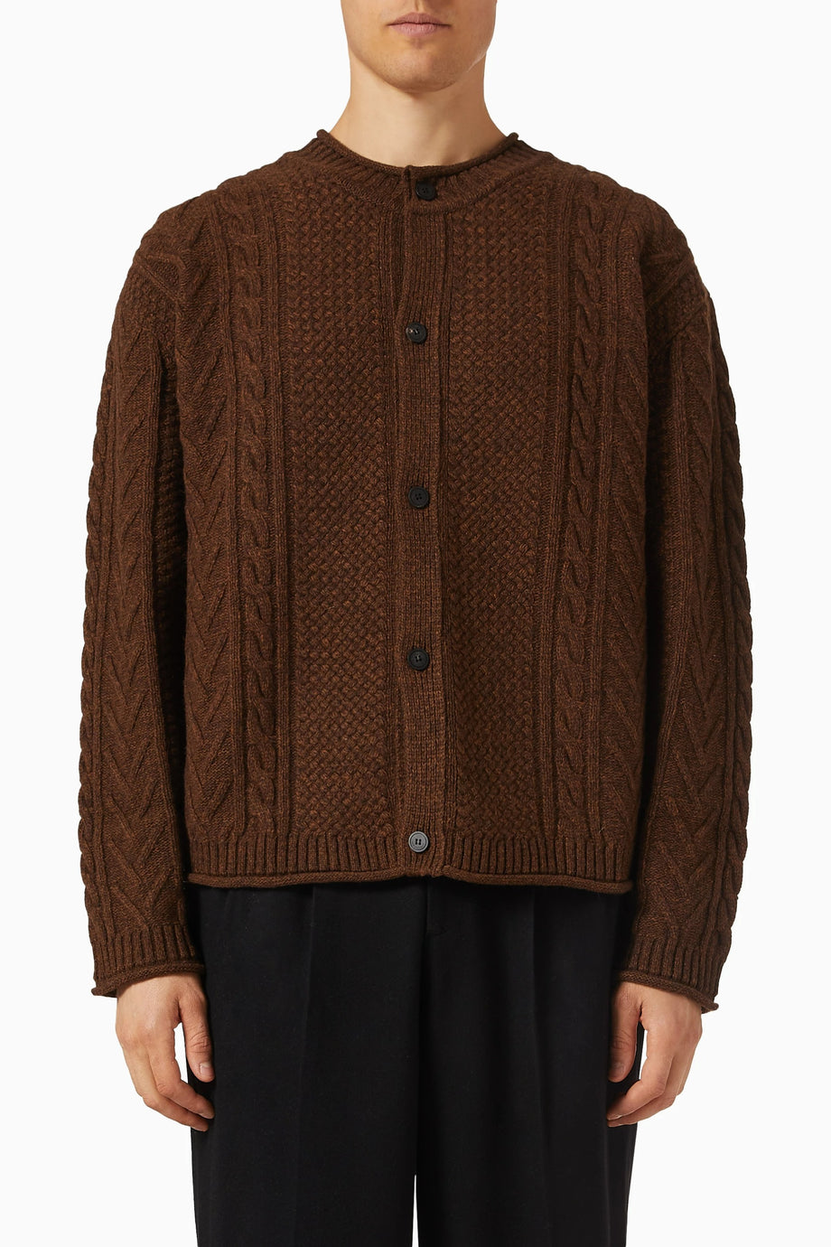 Twisted Cardigan, Kuzu Yünü Karışımlı Hırka, Rahat Silüet