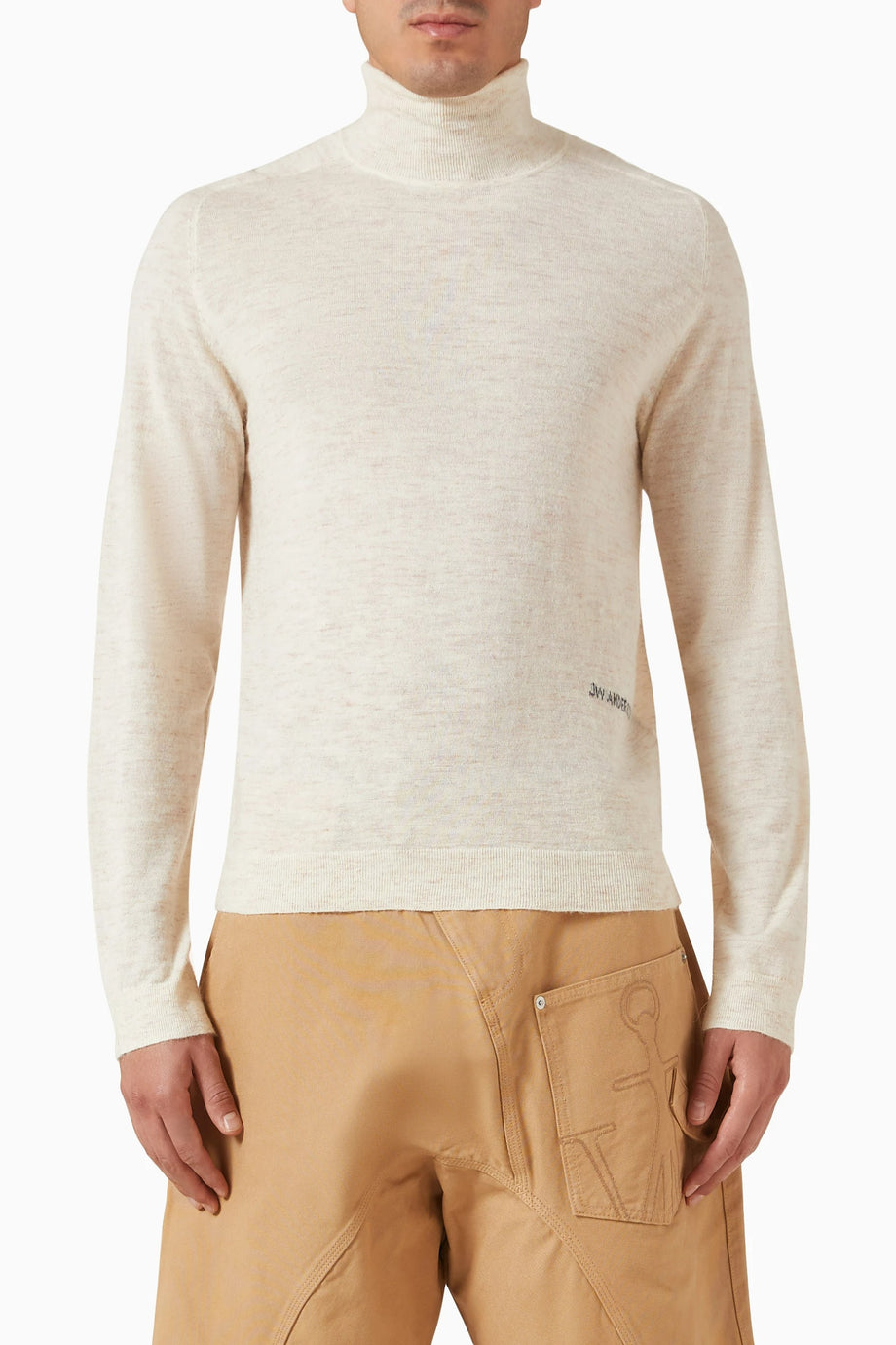 Logo Turtleneck Sweater, Balıkçı Yaka, Kaburgalı Örgü ve Minimalist Tasarım