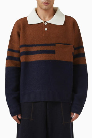 Yün Karışımlı Calm Oversize Polo Kazak, Vintage Spor Esintisi
