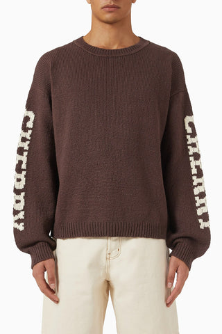 Crewneck Sweater, Kahverengi Pamuklu Yuvarlak Yaka, Rahat & Şık Tasarım