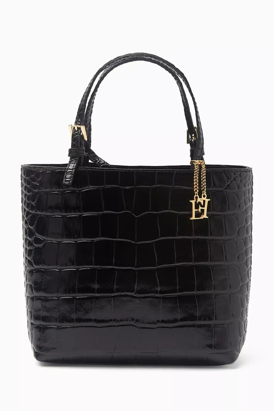 Mini Timsah Desenli Tote Çanta, Siyah Lüks Tasarım