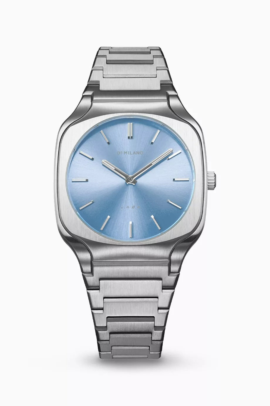 Square 37mm Bilezikli Kuvars Saat, Gümüş Paslanmaz Çelik, Maldivler Mavisi Soleil Kadran