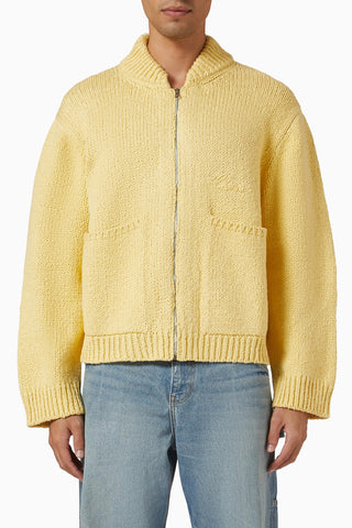 Club Jacket, Açık Sarı Pamuklu Fermuarlı, Modern & Şık Tasarım