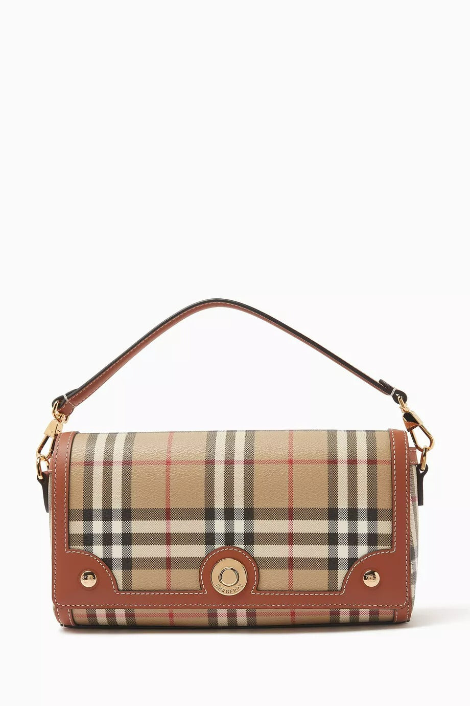 Kareli Kanvas Not Çapraz Askılı Çanta, Deri Süslemeli, İtalya Üretimi