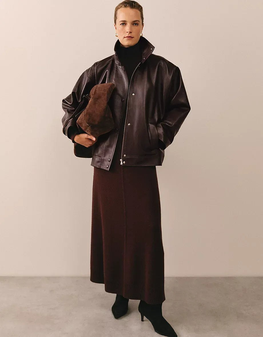 Leather Batwing Deri Ceket, LWG Sertifikalı, Rahat ve Çağdaş Stil