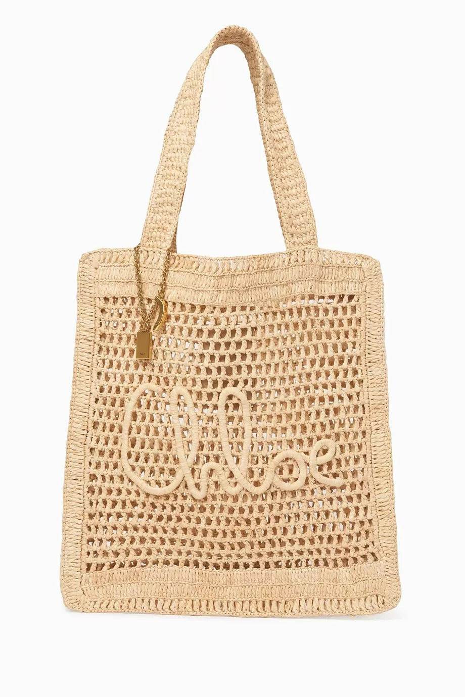 Summer Banana Raffia Tote, Çift Kulplu, İşlemeli Logo ve Altın Tonlu Detaylı Plaj Çantası