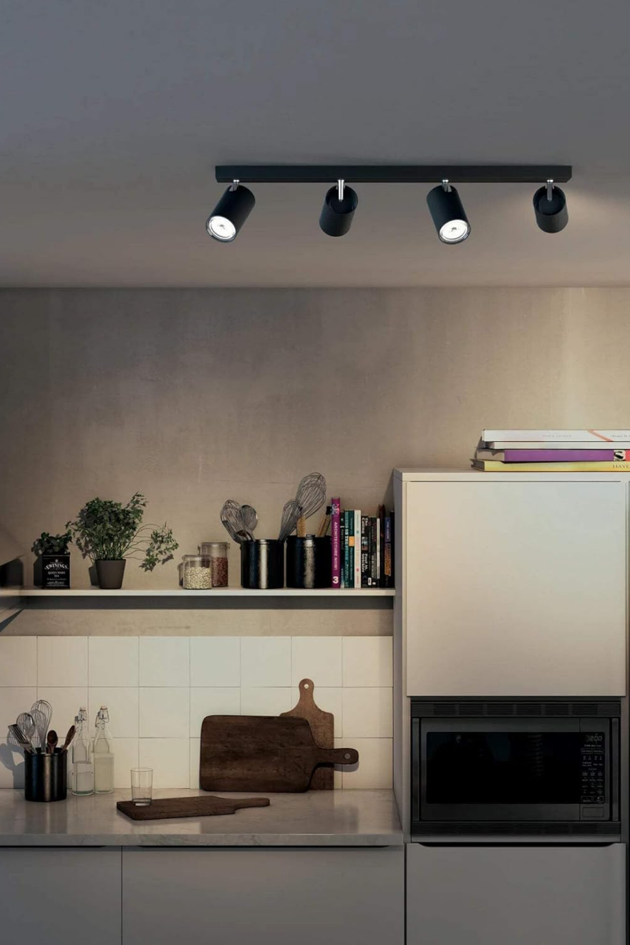 4 Spotlu Tavan/Duvar Lambası, Siyah, ClickFix Kurulum