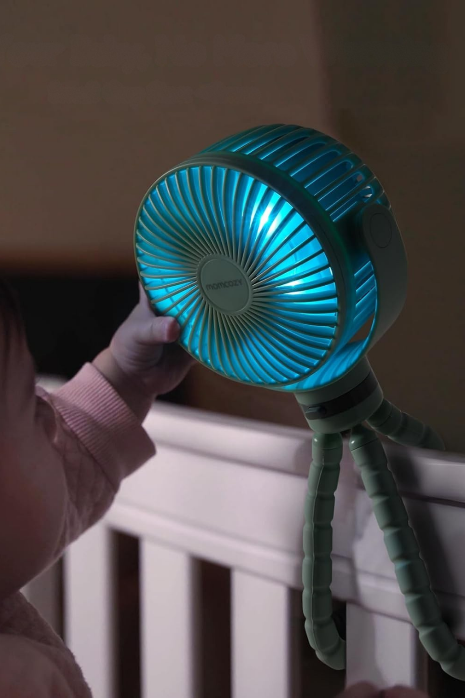 Taşınabilir Bebek Arabası Vantilatörü, 360° LED Gece Lambalı