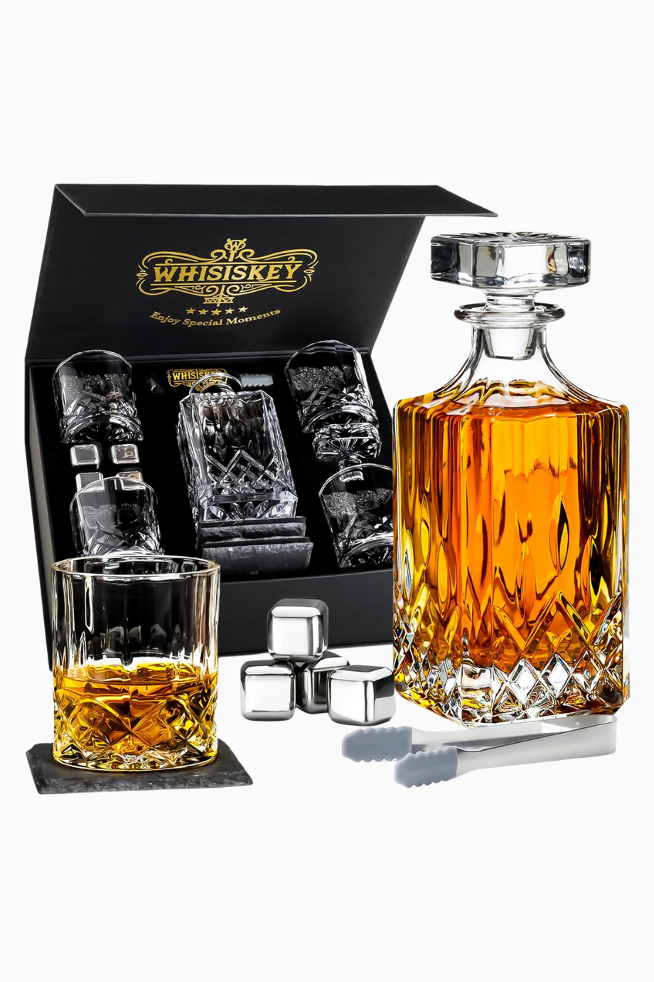 Kristal Viski Dekanter Seti, 700 ml Sürahi & 4 Bardak