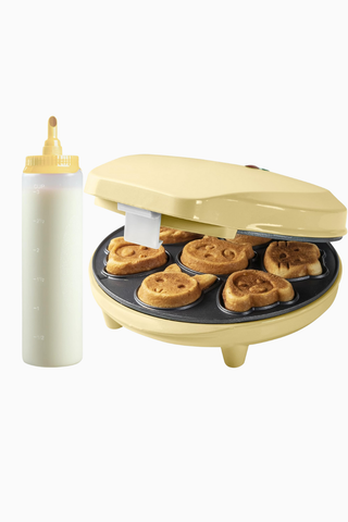 Mini Hayvan Motifli Waffle Makinesi ve 700 ml Ölçekli Hamur Dozajlayıcı