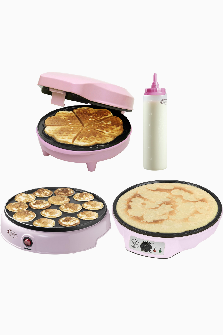 Sweet Dreams Pembe Retro Waffle Makinesi Seti ve Hamur Dozlayıcı