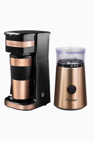 Copper Koleksiyonu Retro Elektrikli Kahve Öğütücü ve Kahve Makinesi