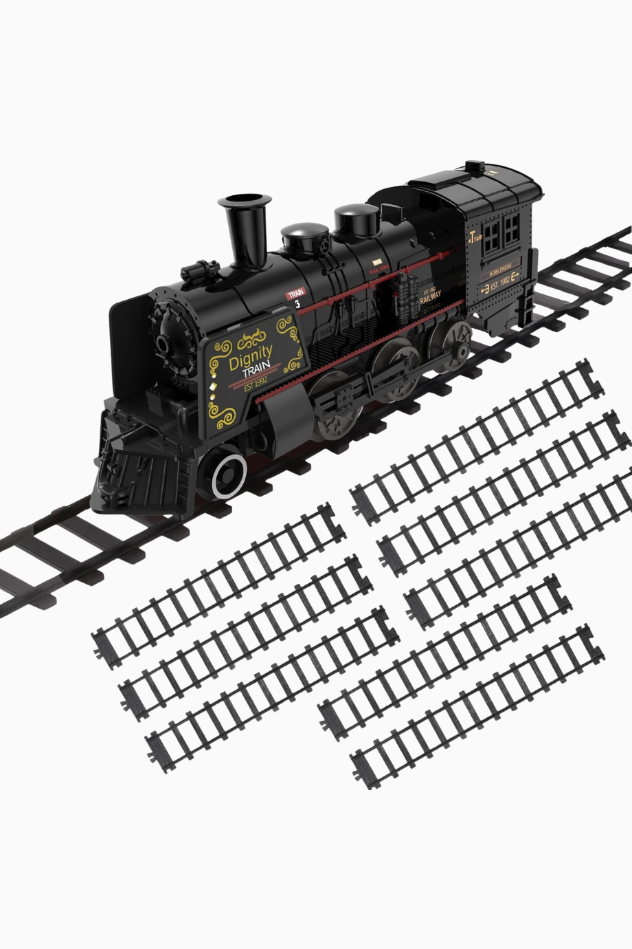 8 Parça Noel Treni Düz Ray Aksesuar Seti, 5 cm