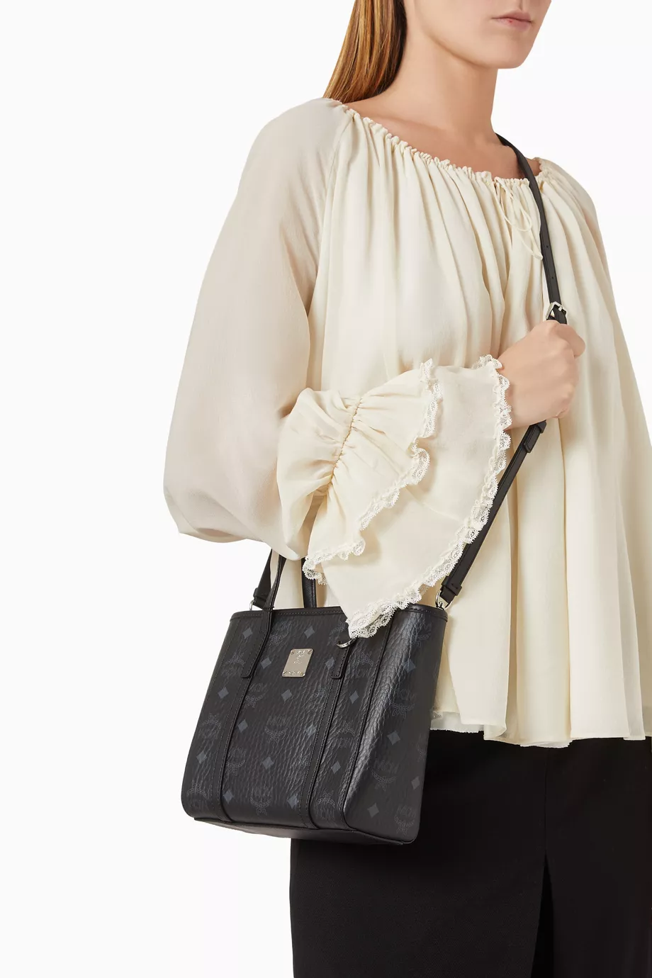 Visetos Mini Toni Tote Çanta, Nappa Deri & Kanvas Shopper