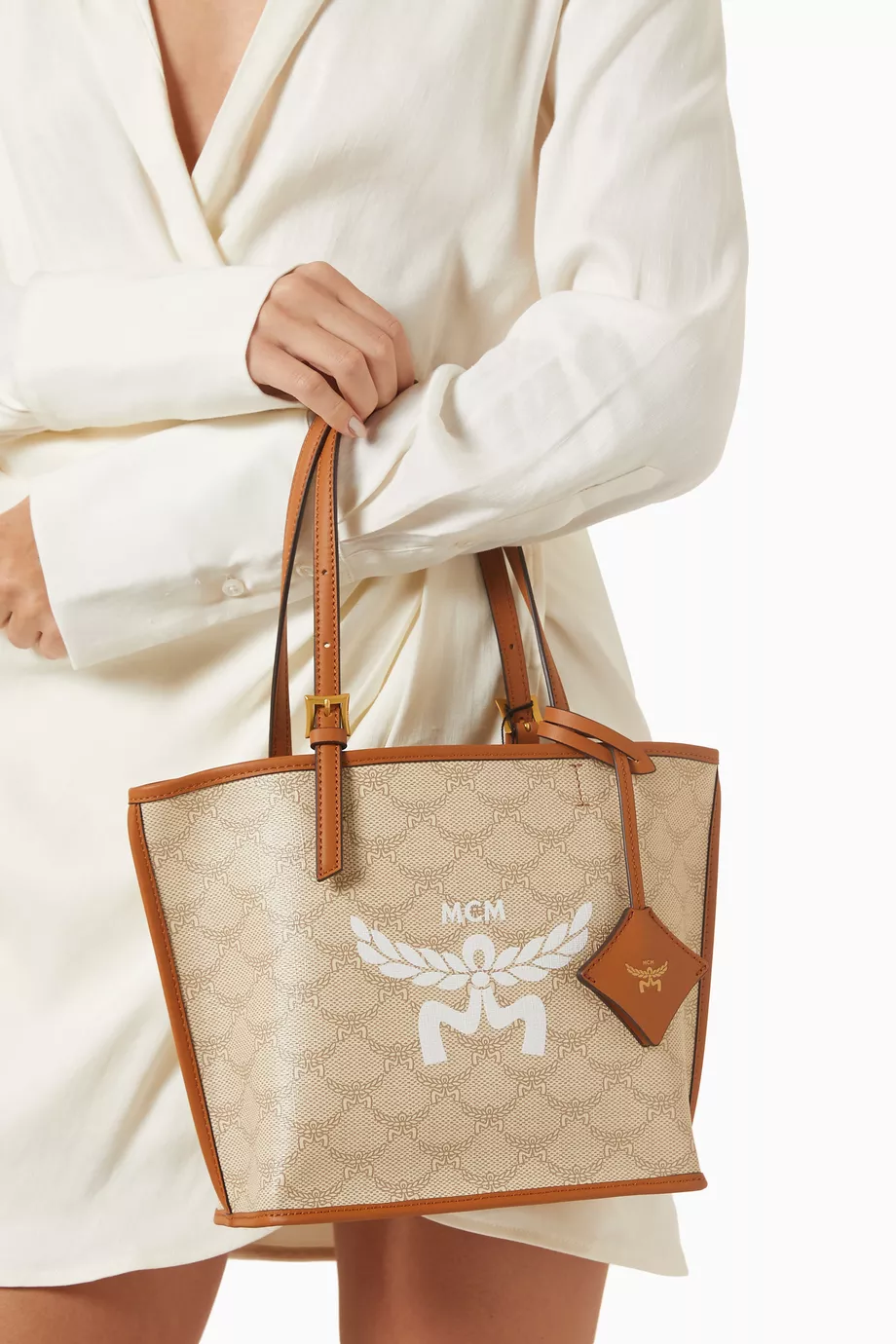 Mini Himmel Tote Çanta, Visetos Kanvas & Tereyağı Deri