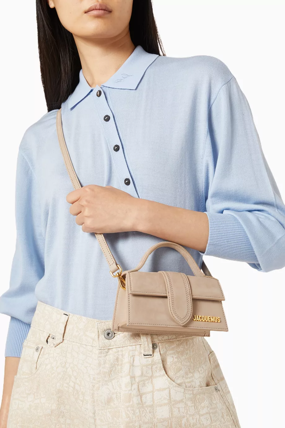 Mini Le Bambino Süet Üstten Saplı Çanta, Yumuşak & Zarif