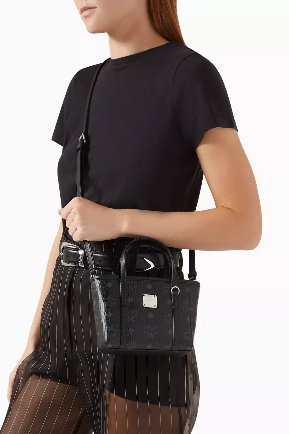 Mini Toni Shopper Tote, Visetos Kanvas & Nappa Deri Detaylı