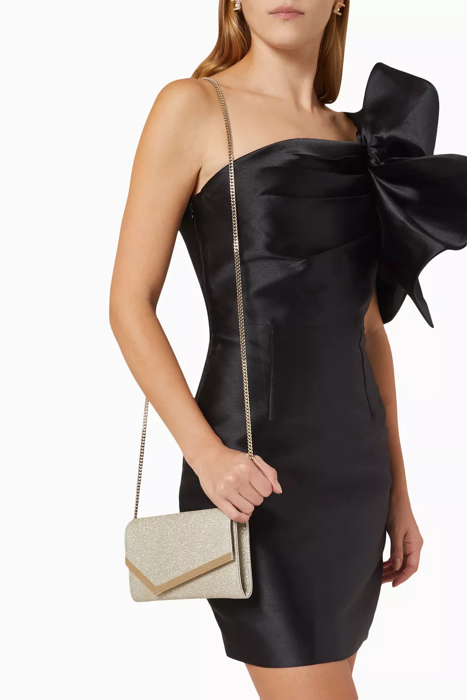 Simli Kumaştan Emmie Clutch Çanta, Işıltılı & Zarif