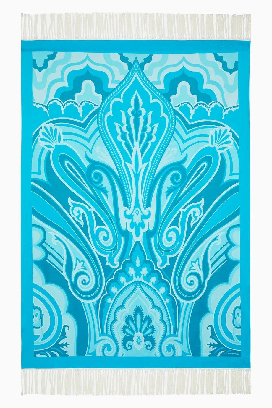 Paisley Desenli Mavi %100 Pamuk, İtalyan Tasarımı Battaniye
