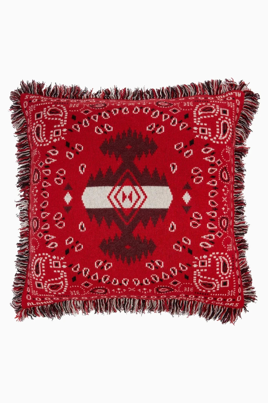 Bandana Jakarlı Kaşmir Yün Karışımlı, İtalyan Tasarımı Dekoratif Kırlent