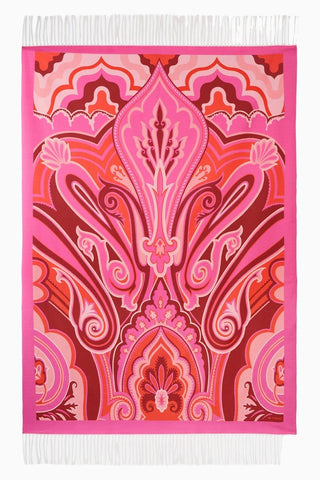 Paisley Desenli Pamuklu Pembe, İtalyan Tasarımı Şal Battaniye