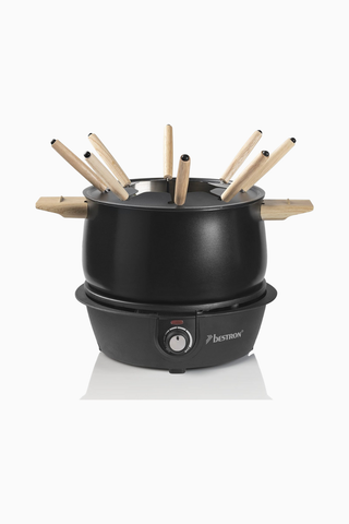 8 Kişilik Elektrikli Fondü Seti 1500W Siyah-Ahşap