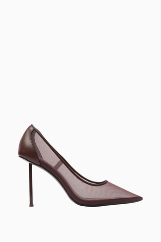 Colette 100 Burgundy Vegan Mesh Sivri Burunlu, Stiletto Topuklu Şık Kadın Ayakkabı