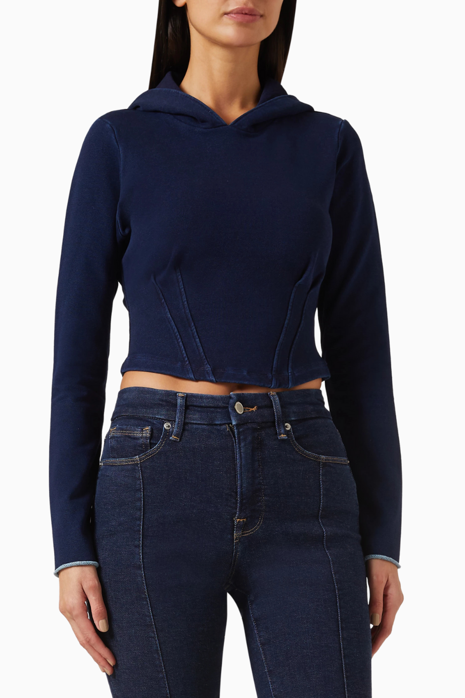 Jeanius Corset Hoodie, Denim Detaylı Şık -Modern Kadın Sweatshirt