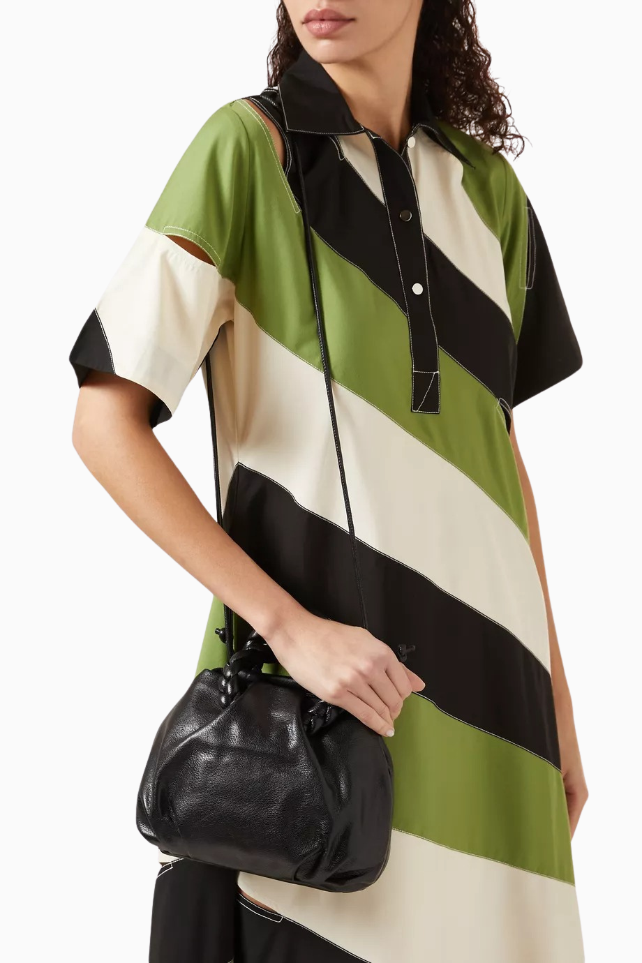 Medium Bombon Siyah, Parlak Deri Top-handle ve Omuz Çantası