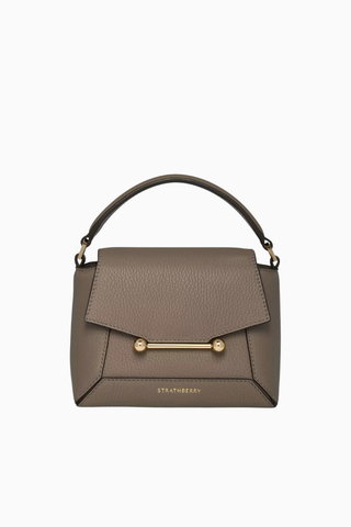 Nano Mosaic Tricolour Gri Taupe Deri Top Handle, Lüks El  ve Omuz Çantası