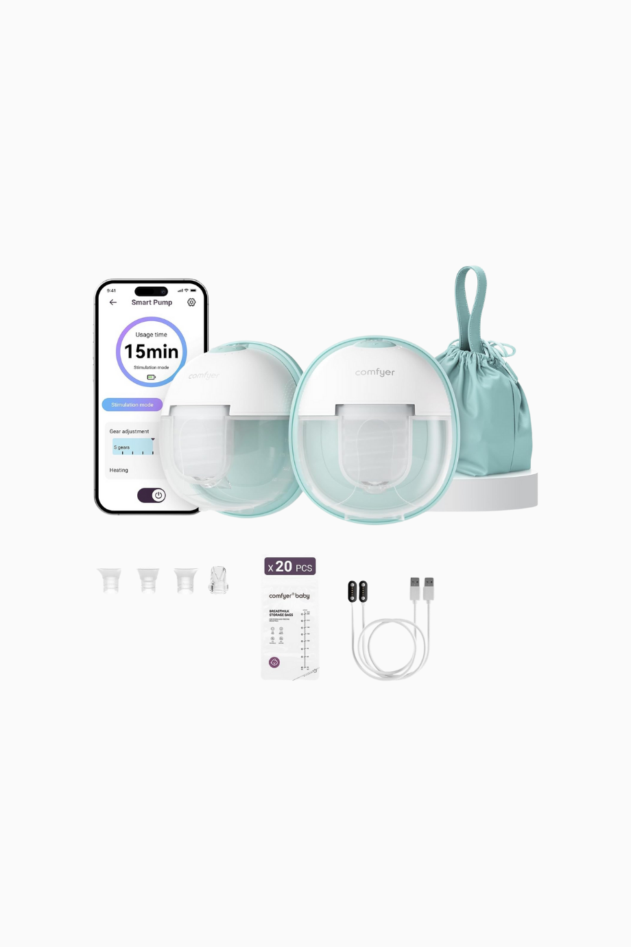 2’li Isıtmalı Elektrikli Süt Pompası, Eller Serbest