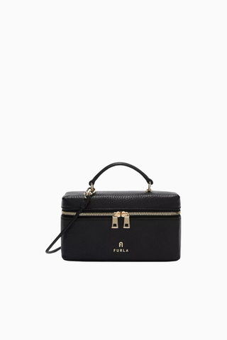 Mini Camelia Siyah Deri Vanity Bag, Lüks, Şık ve Çok Yönlü Çanta