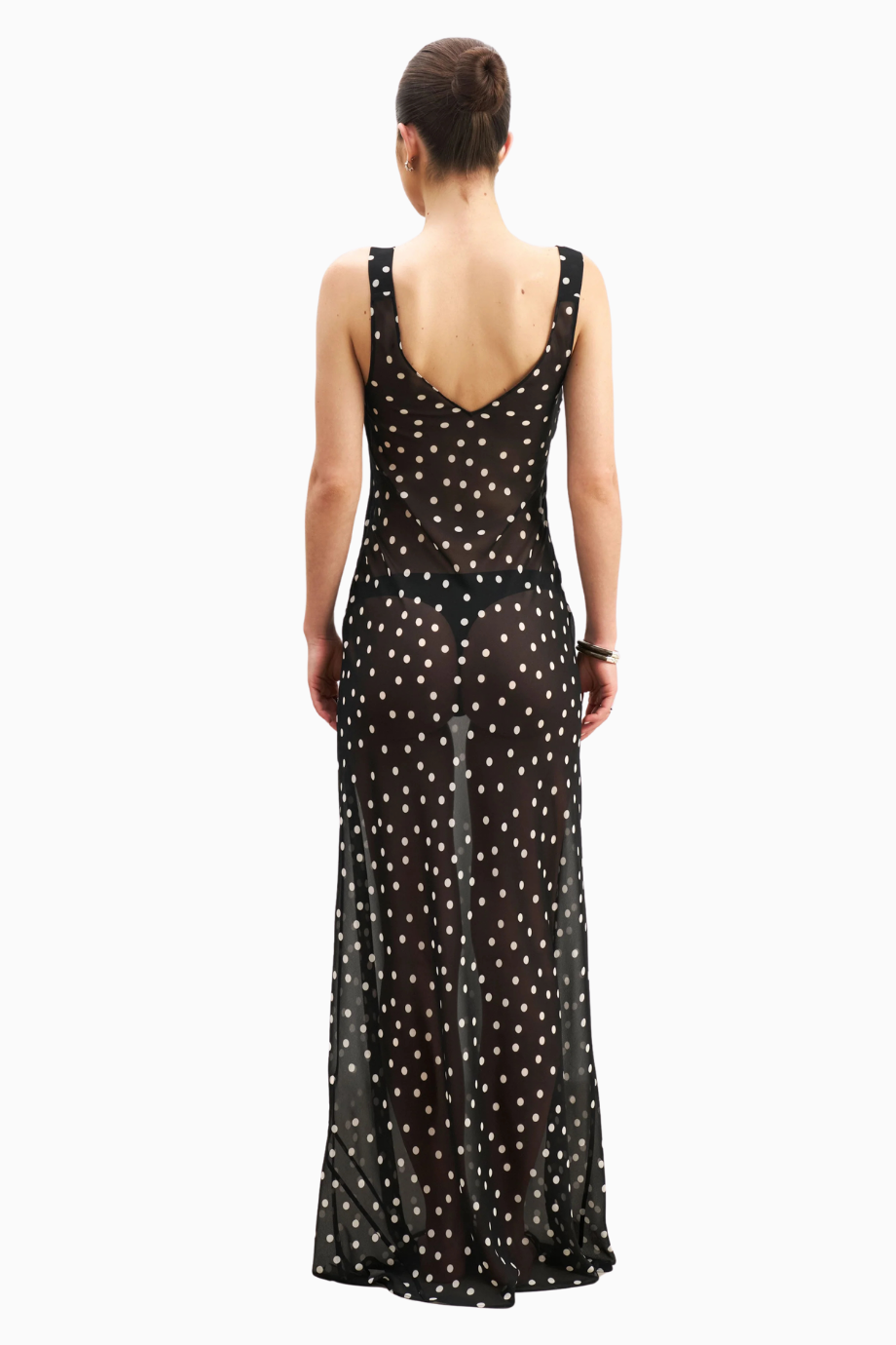 Chiffon Cowl Neck Gown Semi-Sheer Draped Maxi Dress Kadın Elbise